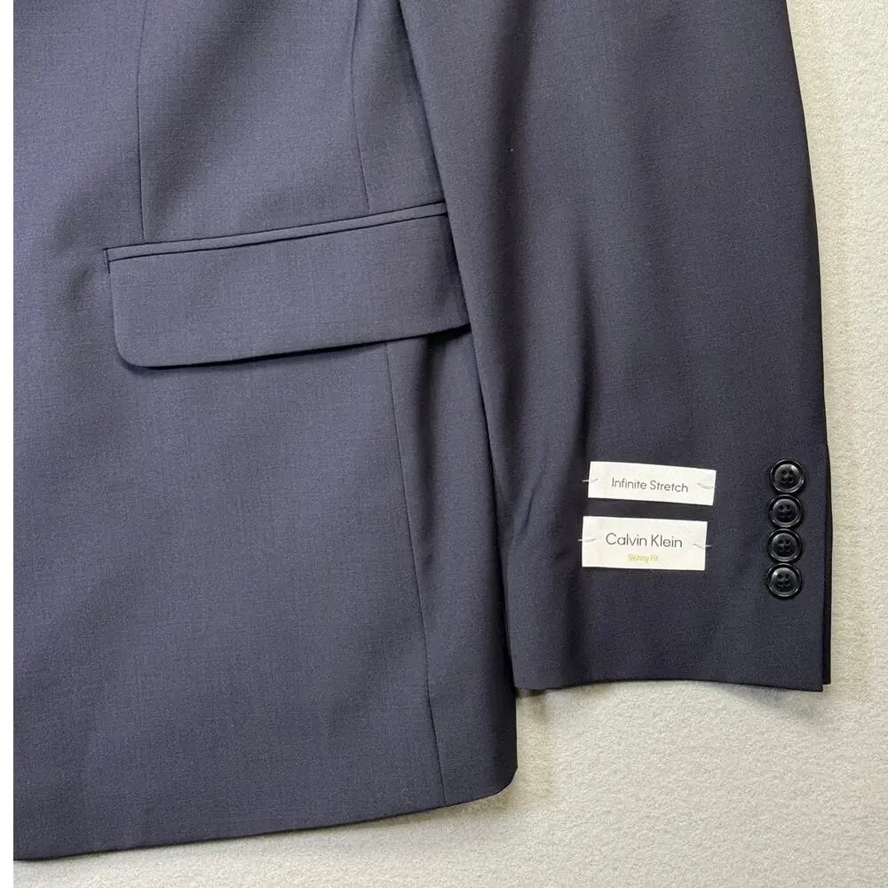 Calvin Klein Men's Slim Fit Wool Blend Suit Jacket Navy 44L $450